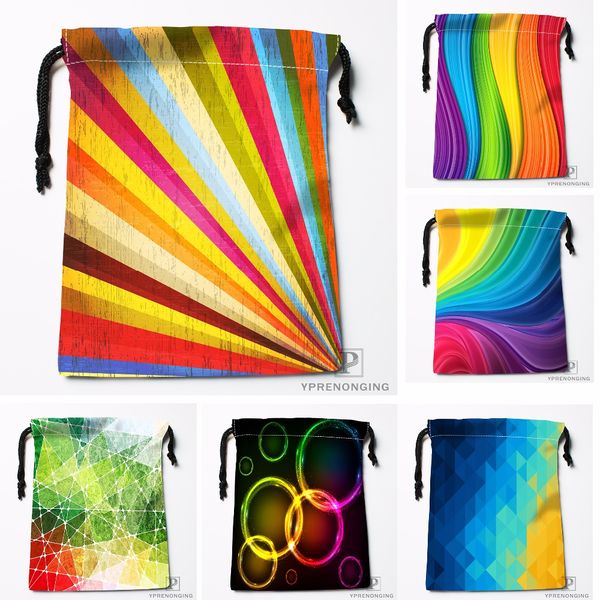 

custom abstract rainbow background drawstring bags travel storage mini pouch swim hiking toy bag size 18x22cm#0412-04-03