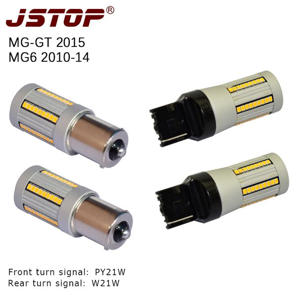 

js4pcs/set led car lamps front rear t20 w21w led turn lights 7440 1500lm 12-24v p21w 100% no error 1156 lamp turn signal