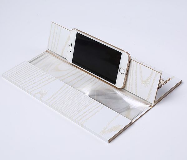 

new design 12inch hd screen magnifier 3d cell phone movies amplifier wood grain with foldable holder stand