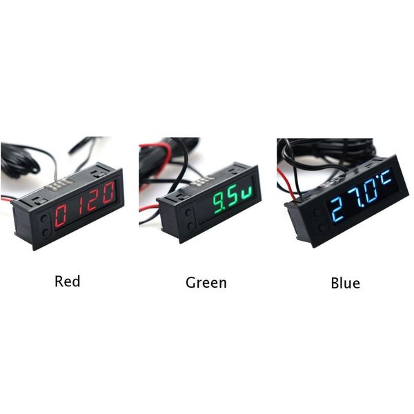 

12v 3 in 1 auto car kit thermometer battery voltage voltmeter clock led digital
