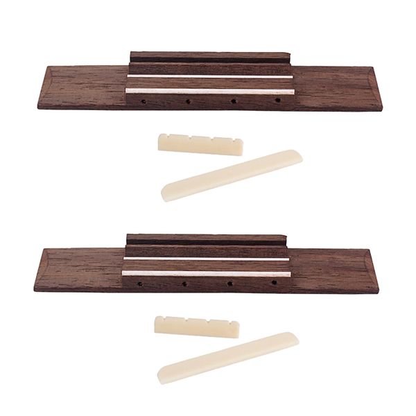 

2pcs 4 string ukulele rosewood bridge + 2 set abs saddle nut slotted