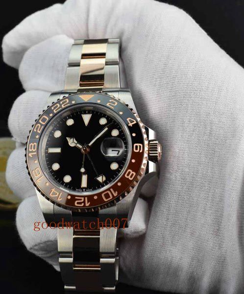 

2019 men's date sport watches gold & ss gmt ceramic root beer mechanical men's automatic mens watch, Slivery;brown