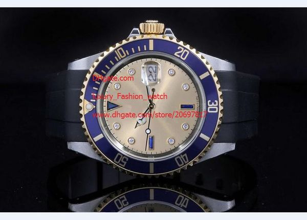 

luxury wristwatch blue bezel 116613 ceramic rubber bracelet diamond 40mm automatic asia 2813 movement men watches new arrival, Slivery;brown