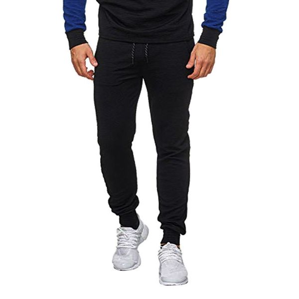 

kancoold pants drawstring loose lightweight men pants men's new fashion casual stitching feet casual sports pants nov5, Black