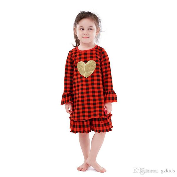 

new girl long sleeve dresses for autumn dresses with red and black chequered children's skirts on valentine's day in europe and am, Red;yellow