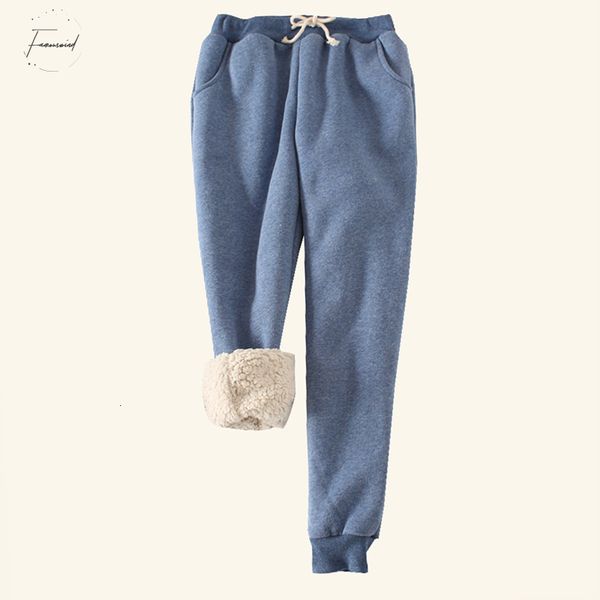 

autumn women fleece sweatpants trousers candy color winter solid casual thick velvet cashmere sweatpants tracksuit pants  2xl, Black;white