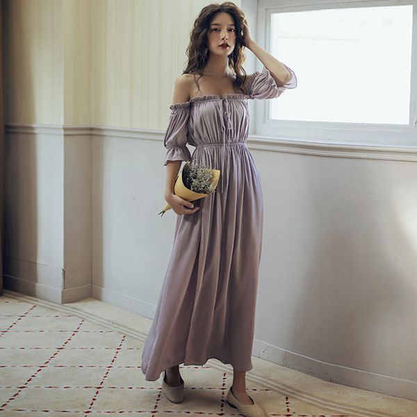 

strapless sleeve wind shoulder skirt chest dress, Black;gray