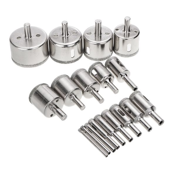 

18 size glass tile drill bits diamond core porcelain hole saw drilling bit hss ceramic glass marble drill bits tool 4mm-50mm