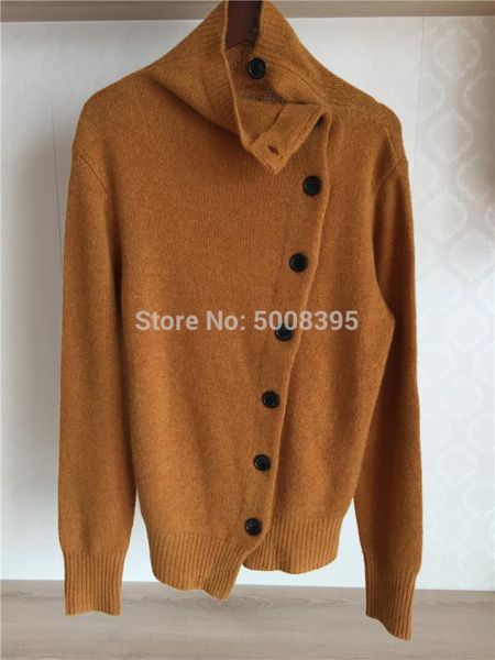 

women's sweaters [elfstyle] - 100% cashmere sweater turtleneck side buttons down long sleeves drop shoulder fashion jumper 2021 woman, White;black