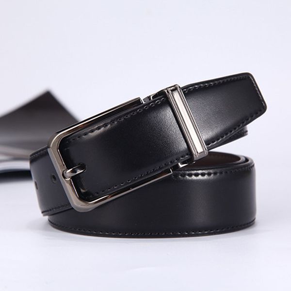

new men's cool belt reversible pin buckle leather belts vintage brand genuine leather belt for men good price good quality n30, Black;brown