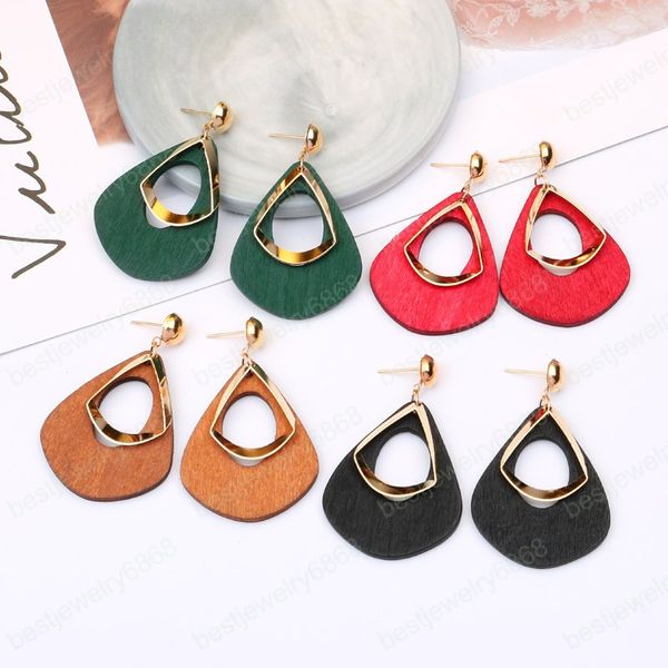 

bohemia wooden dangle earrings 2020 fashion jewelry green/black wood statement earrings boho earring accesorios mujer, Silver