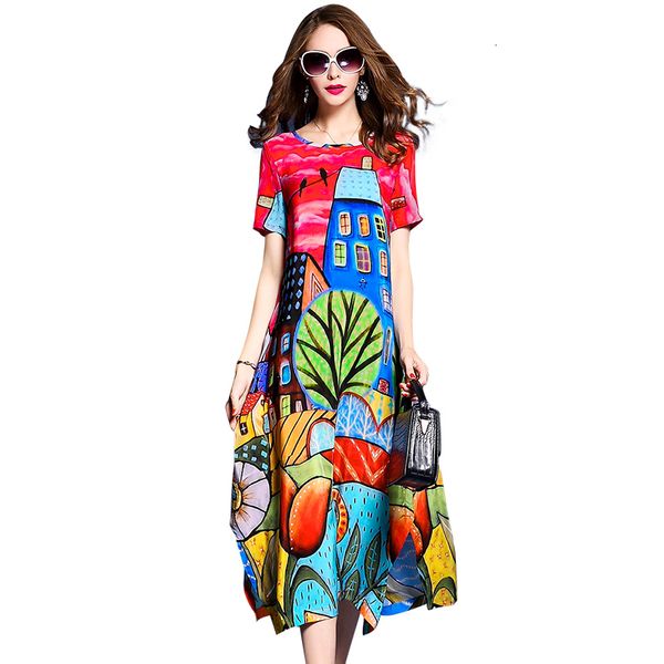 

дизайнер платья женская одежда элегантная женщина vestidos real silk платья новое лето винтажная линия платье печати дряблая короткие sleeve, Black;gray