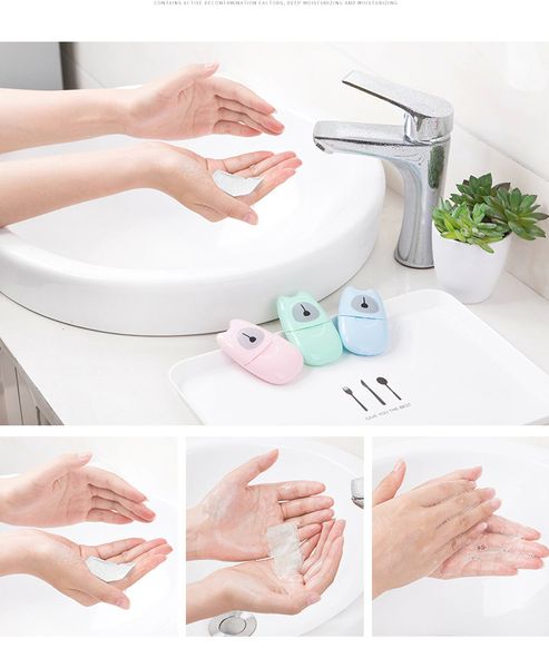 

portable disposable sheet travel paper soap tablet boxed scented bathroom kitchen household wash hands paper box soap dish