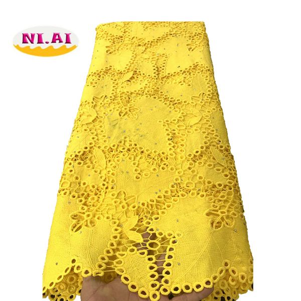 

yellow african cord lace fabric milk silk water soluble dress lace stones 2019 nigerian guipure fabric ni1812, Pink;blue