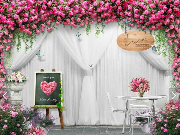 Wedding Rose Background Wallpaper For Hotel Wedding Studiophotography Studio Mural Wallpaper Wall Papers Home Decor Floral Wallpaper Widescreen