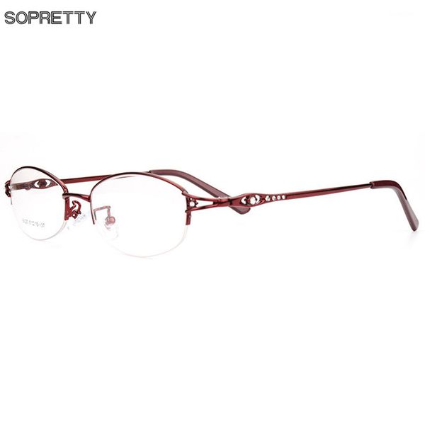 

women's diamonds myopia glasses frame, female ultra-light optical frames metal half-frame prescription eyewear frame, Black