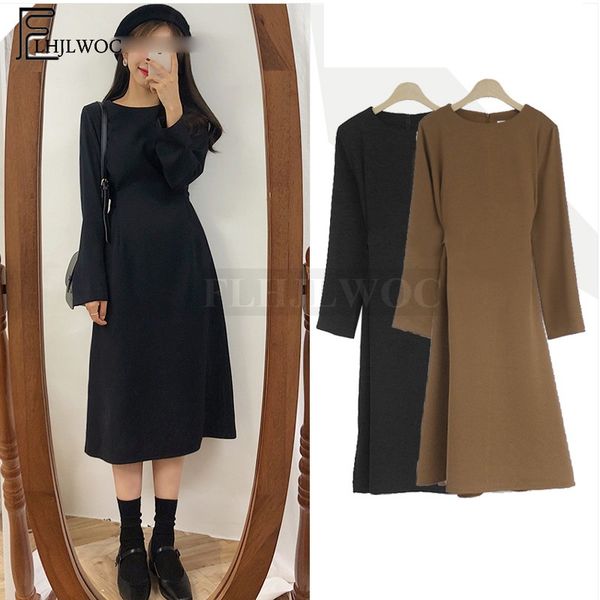 

a line dresses women winter basic black dress preppy style korean temperament lady bow tie cute vintage dress 2011, Black;gray