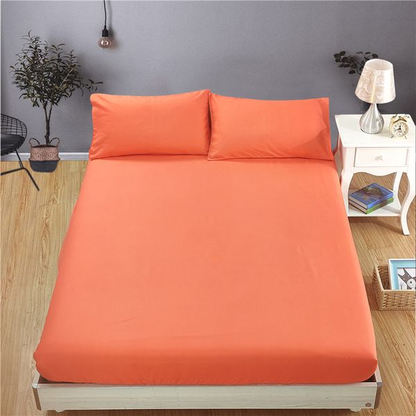 

brief style 100%polyester solid fitted sheet mattress cover set with pillowcases 3pcs four corners with elastic band bed linen