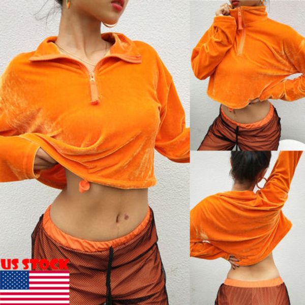 

women hoodies sweatshirts ladies autumn winter fall clothing sweat shirts zipper crop hoodies, Black