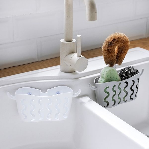 

kitchen sink faucet caddy bath hanging organizer sink draining soap sponge holder storage baskets bathroom storage organization