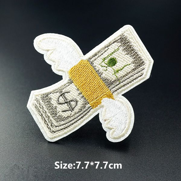 

fly away money size:7.7x7.7cm cartoon patch badge embroidered applique sewing clothes garment apparel accessories, Black