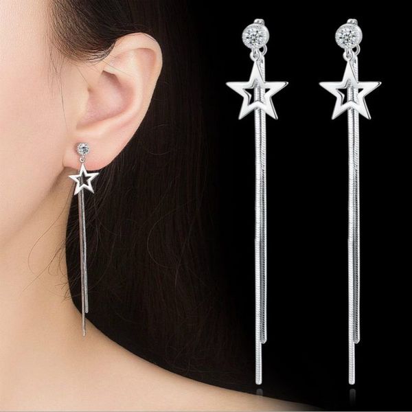 

new fashion girls jewelry wild earrings five-pointed star earrings brincos oorbellen fringe long earrings for women, Golden