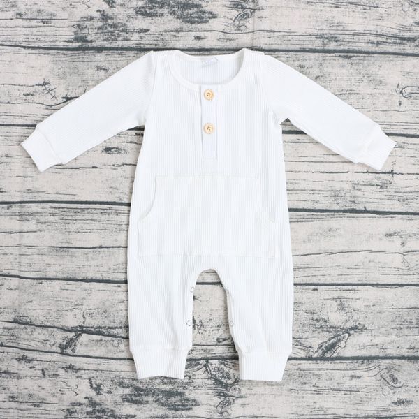 

wholesale toddler baby romper jumpsuit new arrival solid cotton rompers 2020 spring fashion simple design covered button clothes, Blue