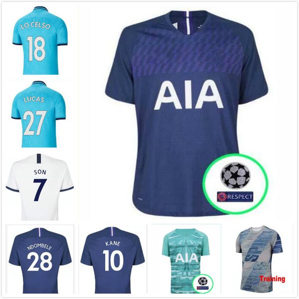 

19 20 kane ndombele spurs soccer jersey third 3rd blue 2019 2020 lucas eriksen dele son football kit spurs third kit men + kids set uniform, Black;yellow