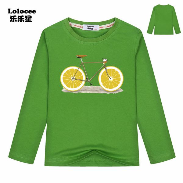 

fruit bicycle t-shirt kids long sleeve lemon biker team t shirt 100% cotton boys girls fashion 2018 spring new t200225, White;black