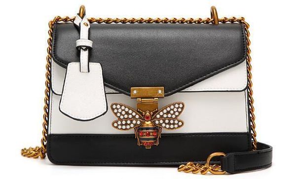 

2018 women color splicing little bee handbag fashion zipper designer luxury handbags purses casual shoulder messenger bag cross body bag top