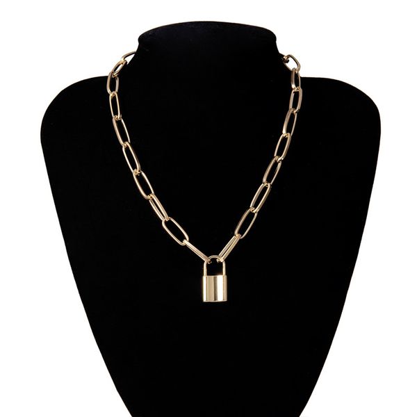 

classic multi-layer lock chain necklace punk link chain silver color padlock pendant necklace women gothic jewelry gifts