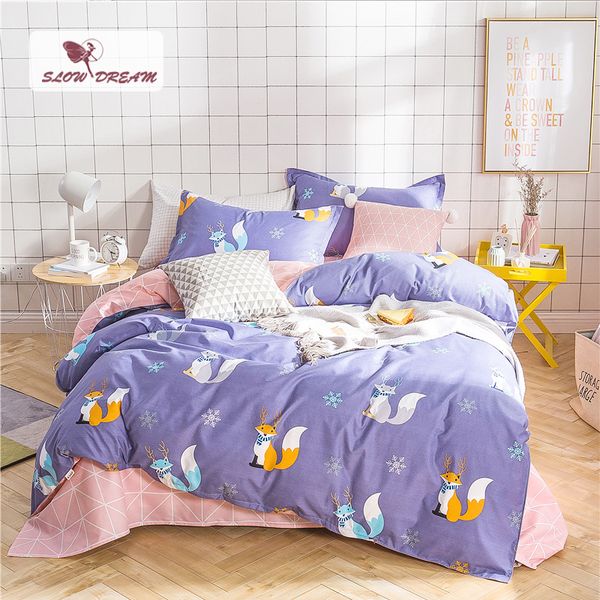 

slowdream fashion blue bedding set cartoon duvet cover set bed linen bedclothes bedspread home textiles bed linen