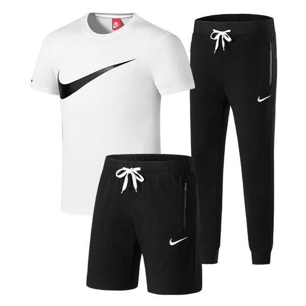 

fashion nk sports summer and spring suits mens new three-piece casual fashion ice porcelain cotton set tick print summer sportsl3lp, Gray