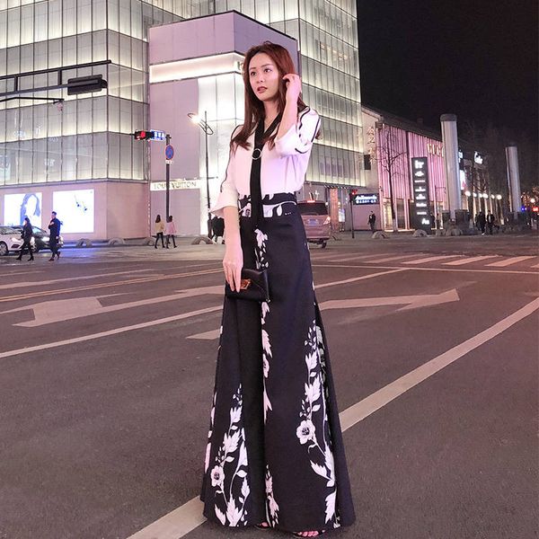 

2019 new fashion women's suit wide leg pants two sets of women's suit, White