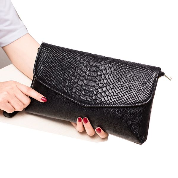 

snake pattern genuine leather women clutch bag women wristlets handbag fashion envelope bag shoulder bags female crossbody