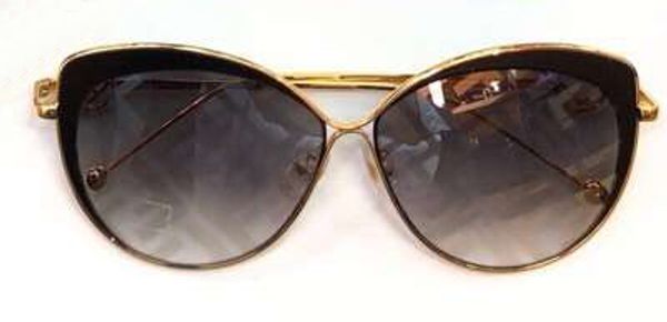 

0393 металлические золотые солнцезащитные очки «кошачий глаз» золотые / серые солнцезащитные очки с теними, White;black