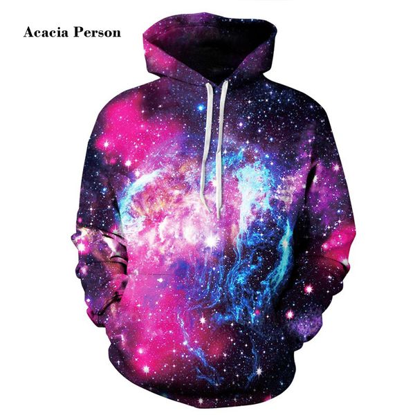 

new men/women 3d sweatshirts with hat digital print space galaxy hooded hoodies autumn winter thin hoody, Black