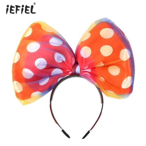 

hair accessories iefiel women kids girls 3d big polka dots bowknot headband hairband hoop huge bow costume party props, Slivery;white
