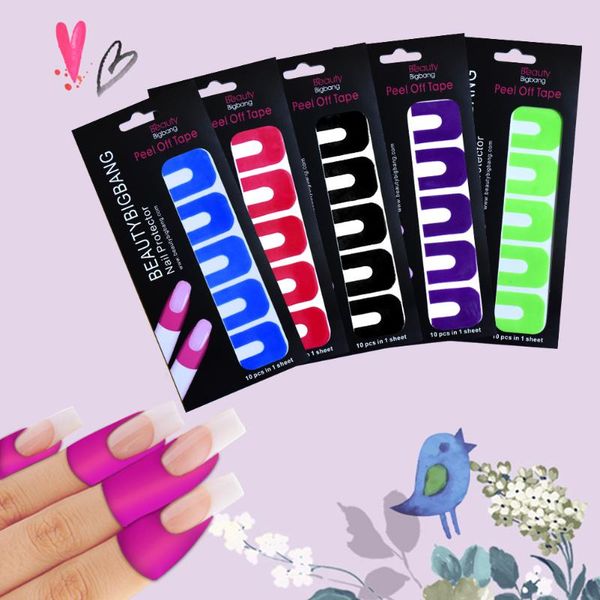 

stickers & decals beautybigbang 1 sheet/10pcs peel off tape for nail art polish paint sticker to protect u shape anti-overflow protector, Black