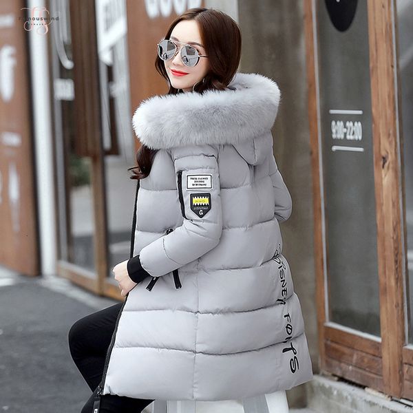 

winter women jacket coat fur collar hood decorations at gates, columns park womens jacket warm outerwear chaqueta mujer long st157, Black