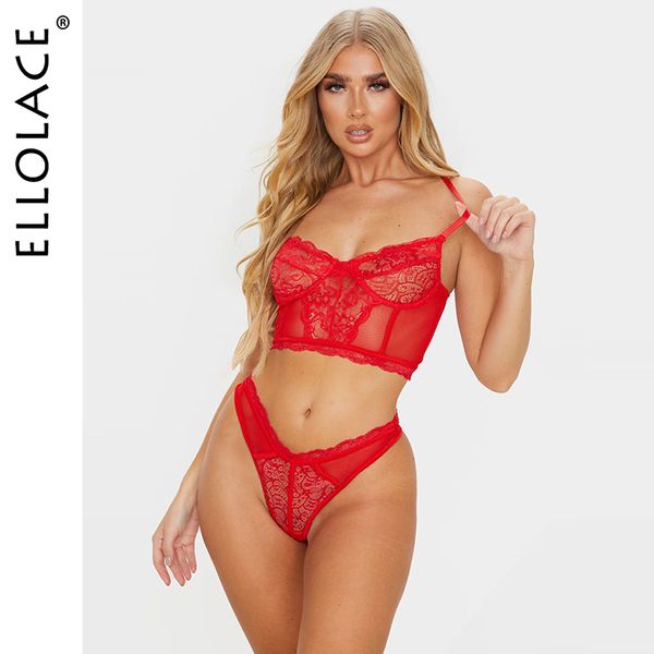 

ellolace sexy new lace нижнее белье set женщины белье установить see through bodycon партии бюстгальтеры женский bodycon 2020 мода lingeries, Red;black