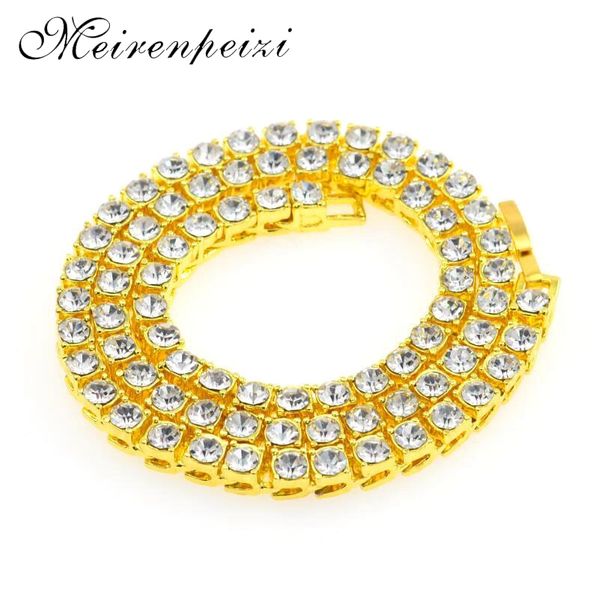 

2019 explosion models men's hip hop alloy necklace full rhinestone single row necklace european and american fashion jewelry, Silver