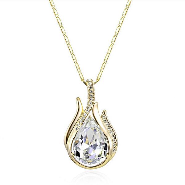 

fashion women gift crystal necklace austrian crystal water tear drop pendant design necklace fashion jewelry women, Golden;silver