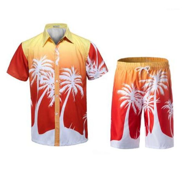 

summer mens beach suits printed short sleeve shorts sweatsuit swim pants plus size quick drying homme workout tracksuits, Gray