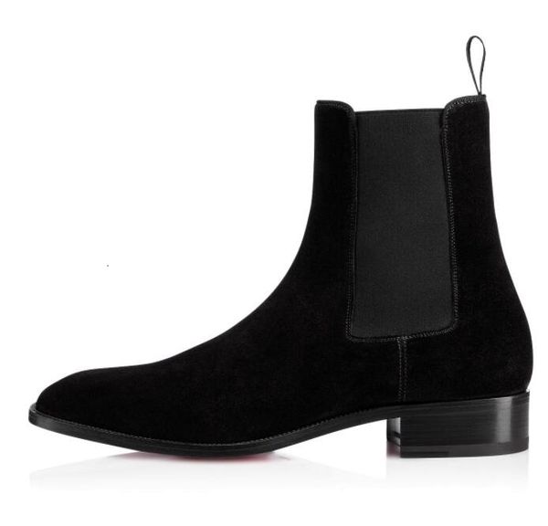 

handsome men s fashion samson flats red bottom boots genuine leather ankle boots luxury designer party dress fall winter retro boots eu35-47