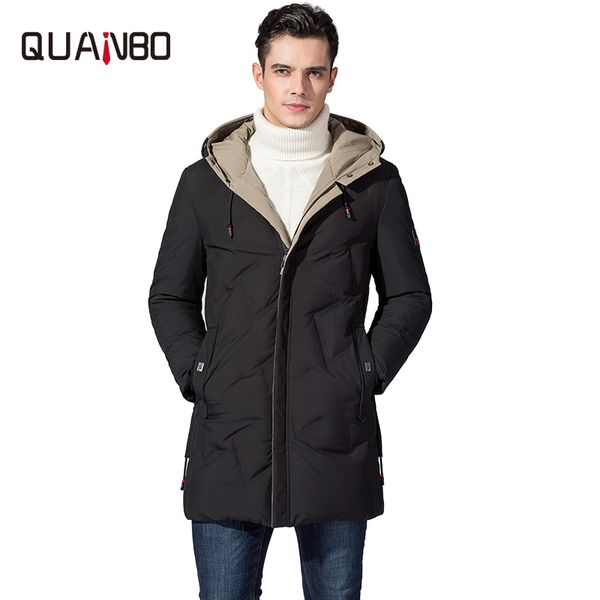 

brand mens down jackets 2019 new winter fashion youth casual warm 90% white duck down coats long hooded jacket 4xl, Black