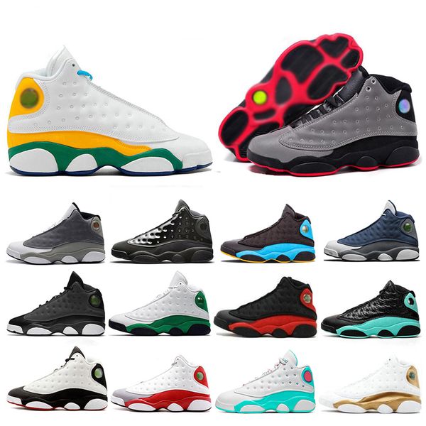 

new arrival playground 13 flint chicago island lucky green grey toe men basketball shoes 13s he got game atmosphere grey dmp sneakers, White;red