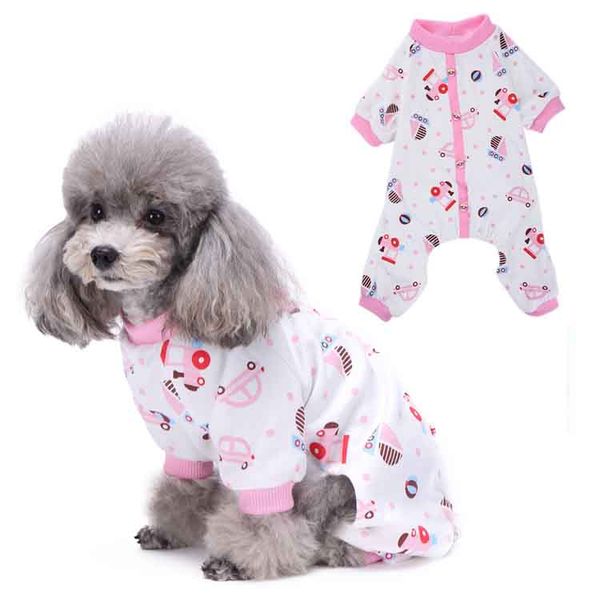 

dog pajamas car printed pink pet clothes nightwear puppy clothes