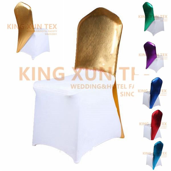 

25 50 100pcs mettalic bronzing spandex chair cap cover lycra stretch chair covers hood for wedding event decoration