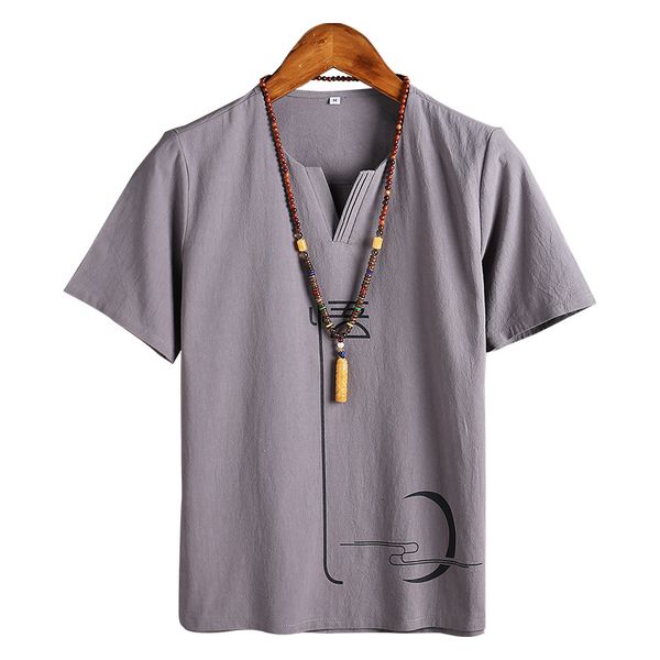 

summer 2019 cotton linen man chinese style t-shirts classic tees breathable homme short tshirt size asian plus m-3xl 5xl, White;black